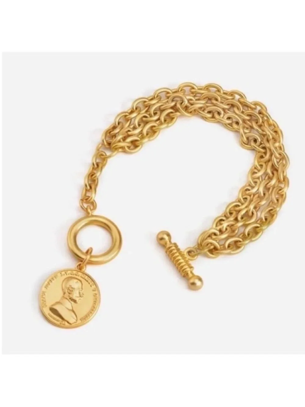 New! Gold Matte Coin Bracelet (1066) NWOT